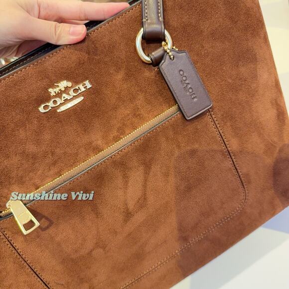 NWT COACH CCC77 Station Tote Bag suede, Vintage Brown Holiday Gift - Picture 5 of 11